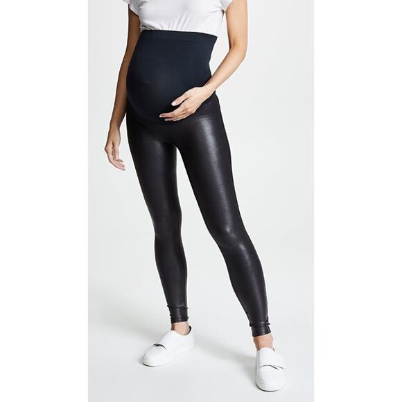 Spanx black faux leather maternity leggings - Picture 1 of 6